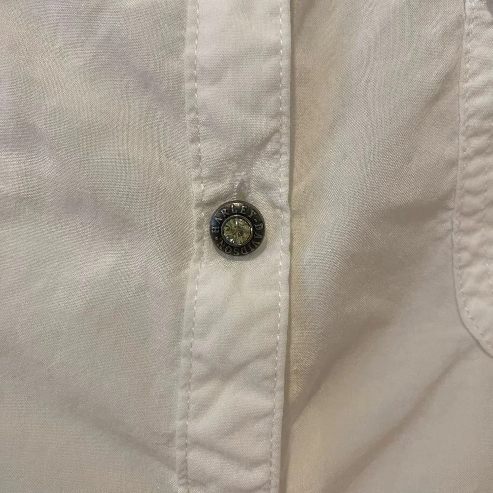 Harley Davidson White Rhinestone Loose Tank Blouse - Size‎ M/L